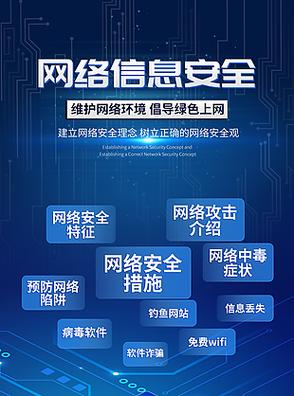 蓝色科技风网络信息安全防范宣传海报